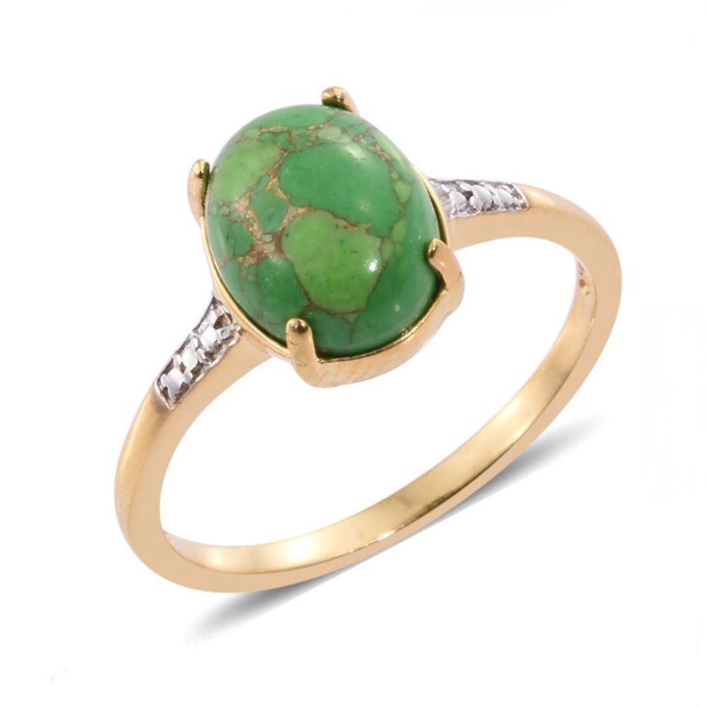 NWT Green Turquoise 14K Gold Overlay Size 6